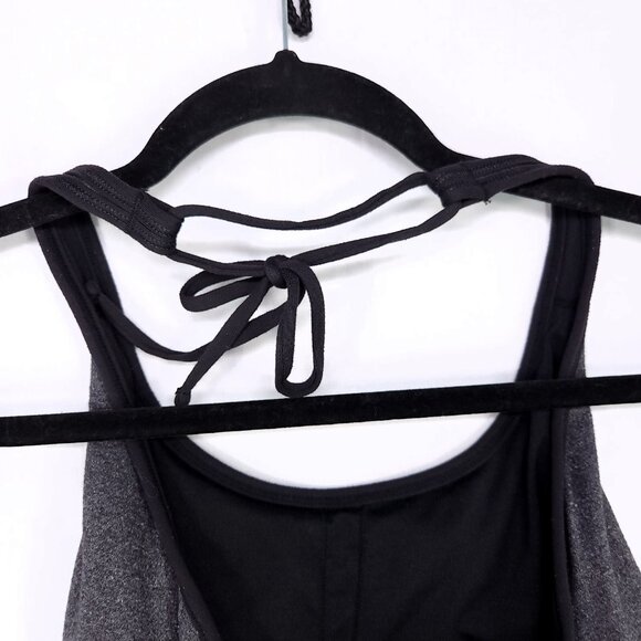 Lululemon Namaste Halter Tank Top Size 6 Ruched Black Gray Color Block - Picture 5 of 10